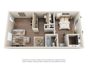 1 Bedroom, 1 Bathroom 07-704 floor plan